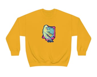 Ghost Synthesizer Sweatshirt, Halloween Sweatshirt,Ghost Sweatshirt,Retro Spooky Season, analog, retro, vintage, modular, 80s, 70s, punk
