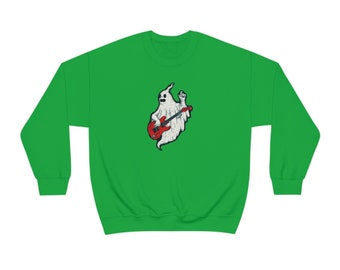 Uhh.. Ghost - Ghost Playing Guitar Sweatshirt,Halloween Sweatshirt,Halloween Sweater,Ghost Sweatshirt,Retro Spooky Season, punk