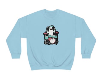 Drummer Ghost - Ghost Playing Drums Sweatshirt,Halloween Sweatshirt,Halloween Sweater,Ghost Sweatshirt,Retro Spooky Season, punk