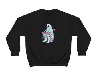 Ghost Synthesizer Sweatshirt, Halloween Sweatshirt,Ghost Sweatshirt,Retro Spooky Season, analog, retro, vintage, modular, 80s, 70s, punk