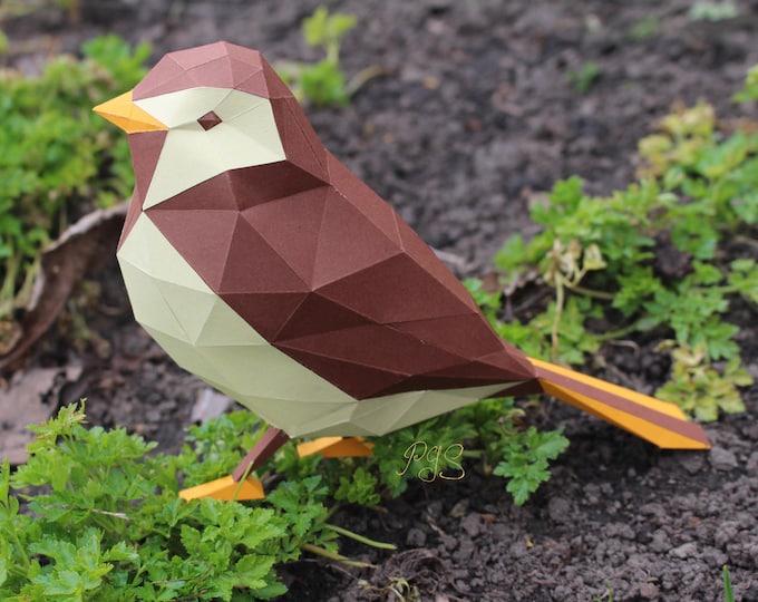Bird Papercraft Printable Diy Pdf Template Etsy