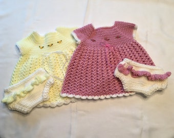 Handmade Baby Girl Dress and Diaper Cover