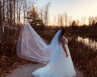Blush wedding veil, simple, ivory, white, different lengths