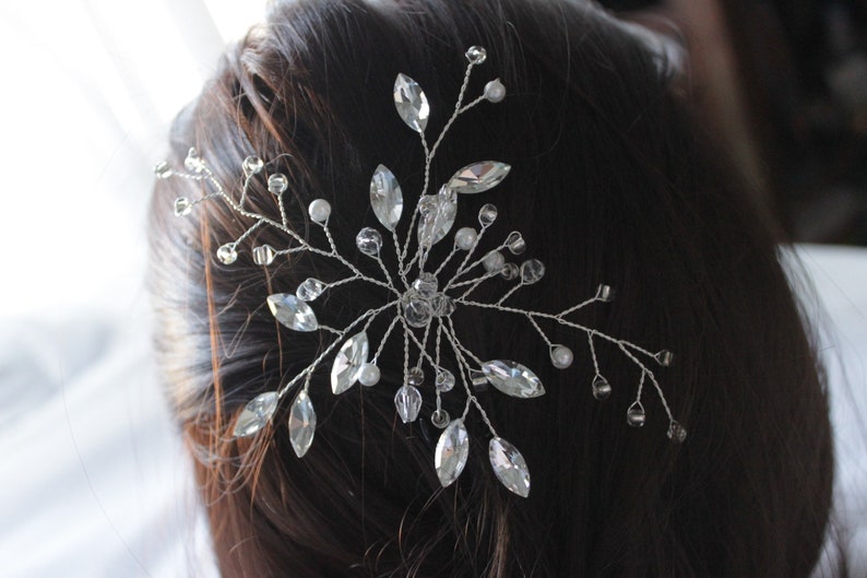 leaves pearls simple hairstyle bridal hair vine crystals flexible curvable hairpin bendable wedding pin