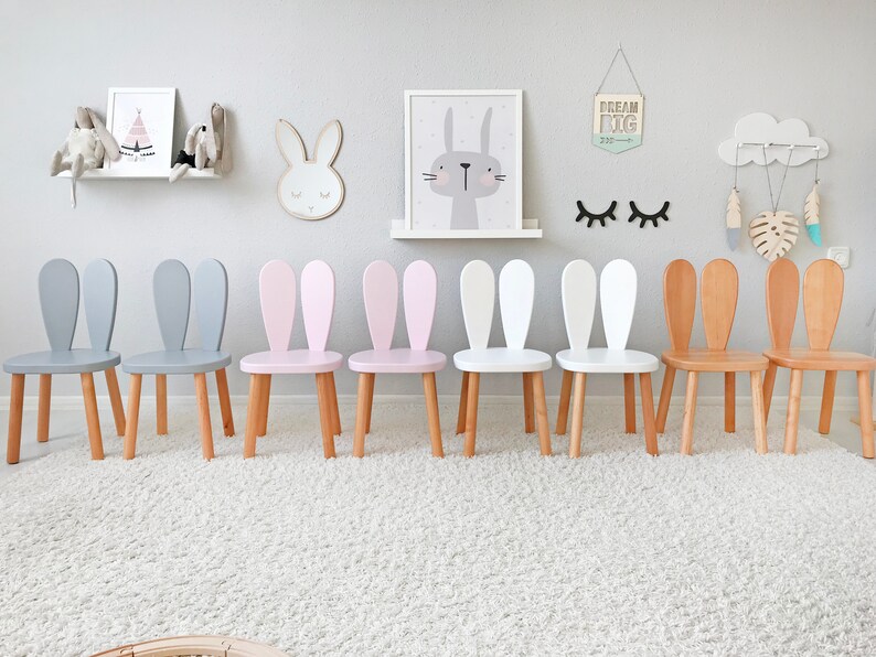 Bunny chair wooden chair bunny wooden kids chair Etsy