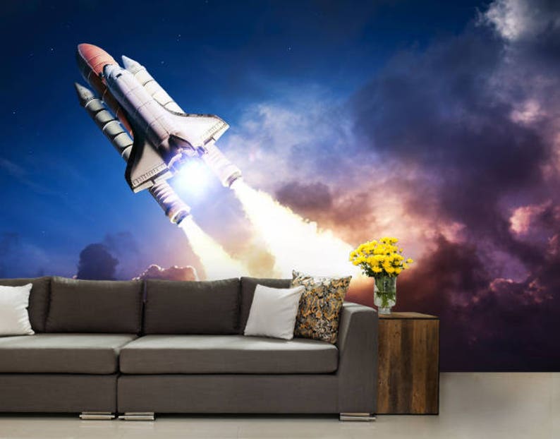 Space Shuttle Wallpaper Wall Mural Decal Sky Racket