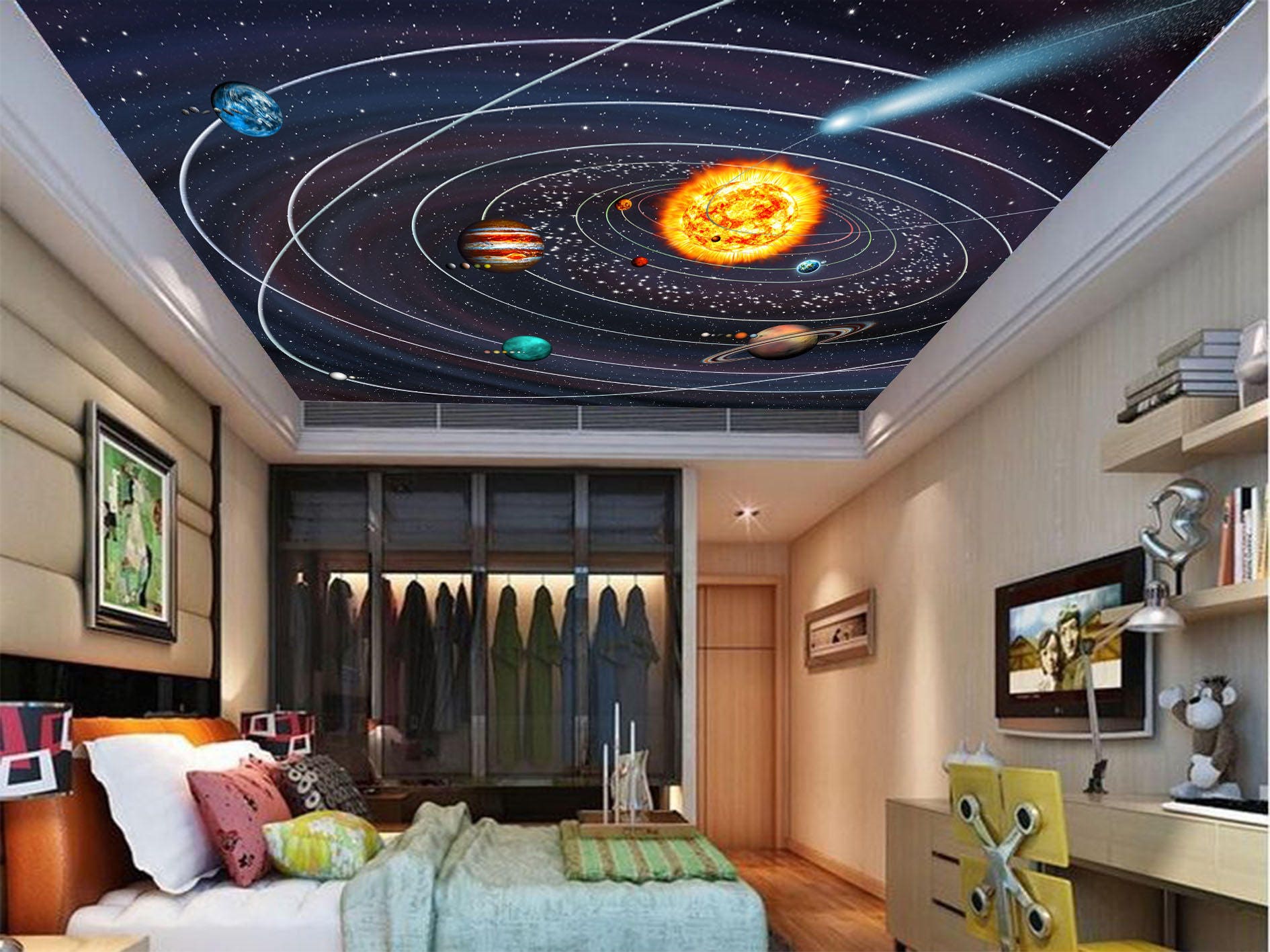 Solar System Ceiling Solar System Wallpaper Galaxy Wallpaper Galaxy Wall Decal Ceiling Star Wallpaper Star Wall Mural Universe Ceiling