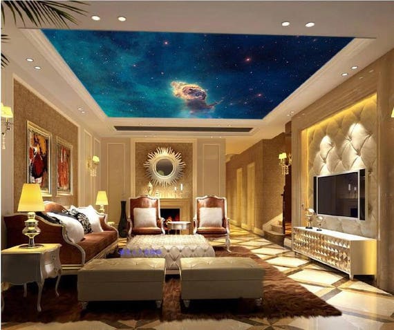 Ceiling Galaxy Ceiling Wallpaper Nebula Wall Mural Ceiling Etsy