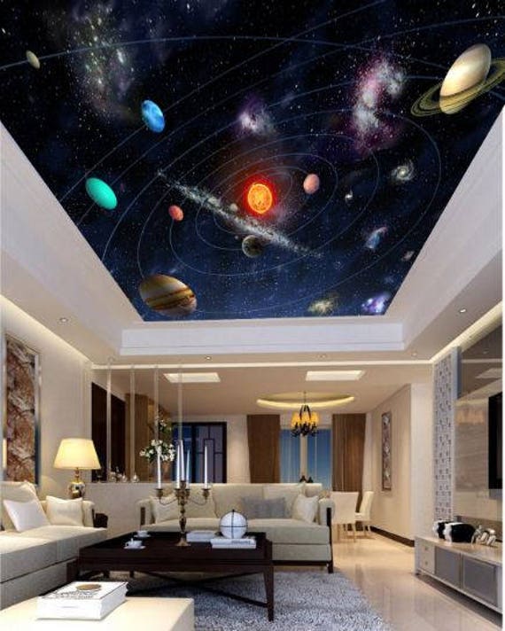 Ceiling Solar System Wallpaper Solar System Wall Mural Galaxy Ceiling Galaxy Wall Decal Star Wallpaper Ceiling Solar System Ceiling