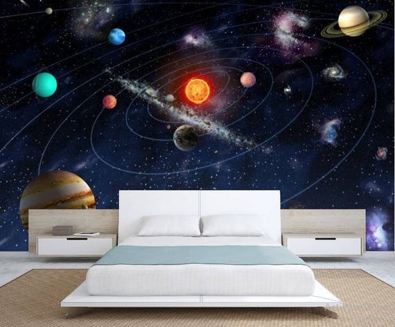 Solar System Wallpaper Solar System Wall Mural Galaxy Wallpaper Galaxy Wall Decal Star Wallpaper Star Wall Mural Solar System Decal