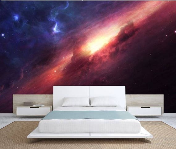 Ceiling Galaxy Ceiling Wallpaper Nebula Wall Mural Galaxy Etsy