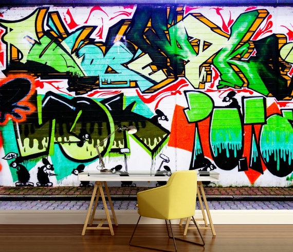 Graffiti 3d Mural Graffiti Wall Decal Graffiti Wallpaper Etsy