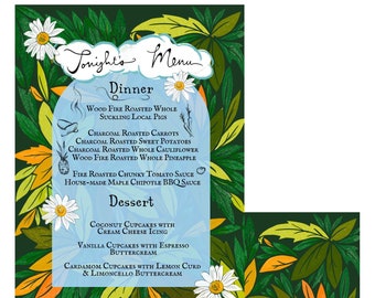 Custom Wedding Menu / Custom Illustrated Wedding Food Menu / Whimsical Wedding Menu