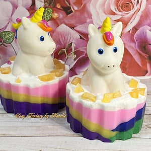 Unicorn Soap Unicorn Birthday Favor  Unicorn Gift   Gift Soap  Rubber Toy Soap  Rainbow Soap Kids Soap