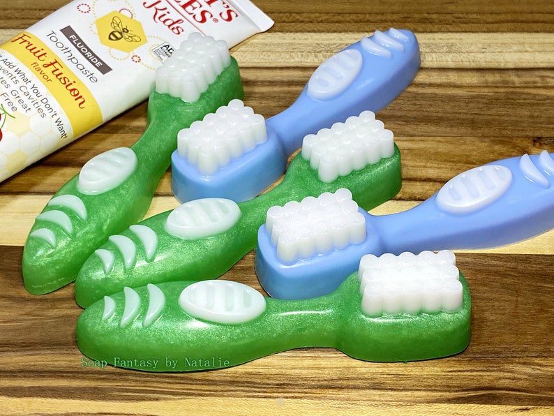 5 Toothbrushes Soaps-Toothbrush Soaps-Gift for Dentist-Gift from Tooth Fairy Birthday Party Favors-Baby Shower Favors-Dental Soap image 2