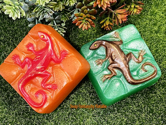 Lizard Soap reptile Soap lizard on the Stone Soap Lizard Dragon