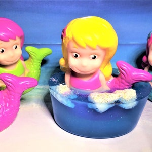Mermaid Soap with a Bracelet-Girls Soap-Kids Soap-Rubber Toy Soap-Marine Soap-Siren Soap-Birthday Party Favor-Sea Soap-Ocean Soap