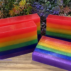 Pride Flag Soap-Rainbow Soap Loaf Soap-LGBTQ Soap Color Block Soap-The Block Contain 4 Big Slices or 8 Small Slices
