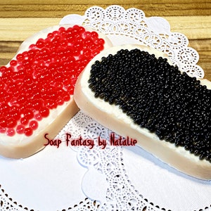 Sandwich with Red Caviar-Sandwich with Black Caviar-Food Soap-Party Favor- Fun Soap-Fake Food Soap