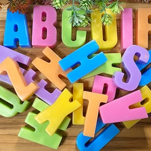 ALFABETO SOAP-Niños Fiesta de Cumpleaños Favor-Carta de Jabón Nombre Personalizado-Letras Jabón-Hora del Baño Diversión-Jabón Caprichoso- Jabones Educativos