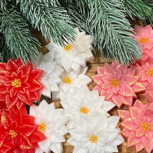 8 Mini Poinsettias Soaps-Christmas Favors ~ Holiday Favors~Christmas Wedding Favor~Holiday Soap-Christmas Soap-Holiday Gift~Stocking Stuffer