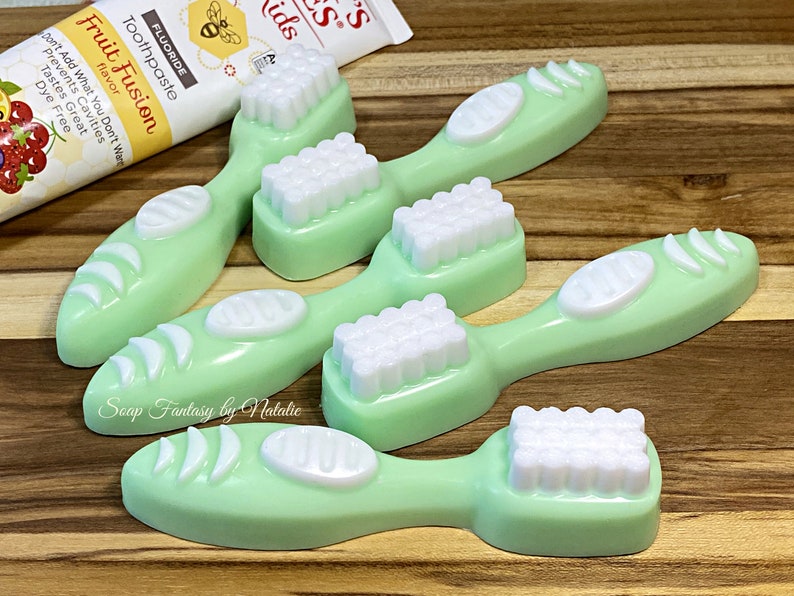 5 Toothbrushes Soaps-Toothbrush Soaps-Gift for Dentist-Gift from Tooth Fairy Birthday Party Favors-Baby Shower Favors-Dental Soap image 3