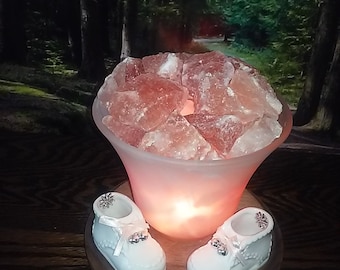 Pink Baby Booties Himalayan Salt Lamp!  Item #275B  Save 10.00 Use Code:  STANDWITHSMALL10