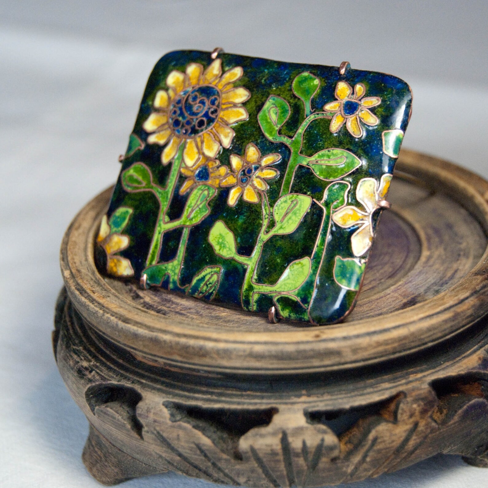 Sunflower jewelry Enamel brooch Sunflowers Yellow Flower Etsy