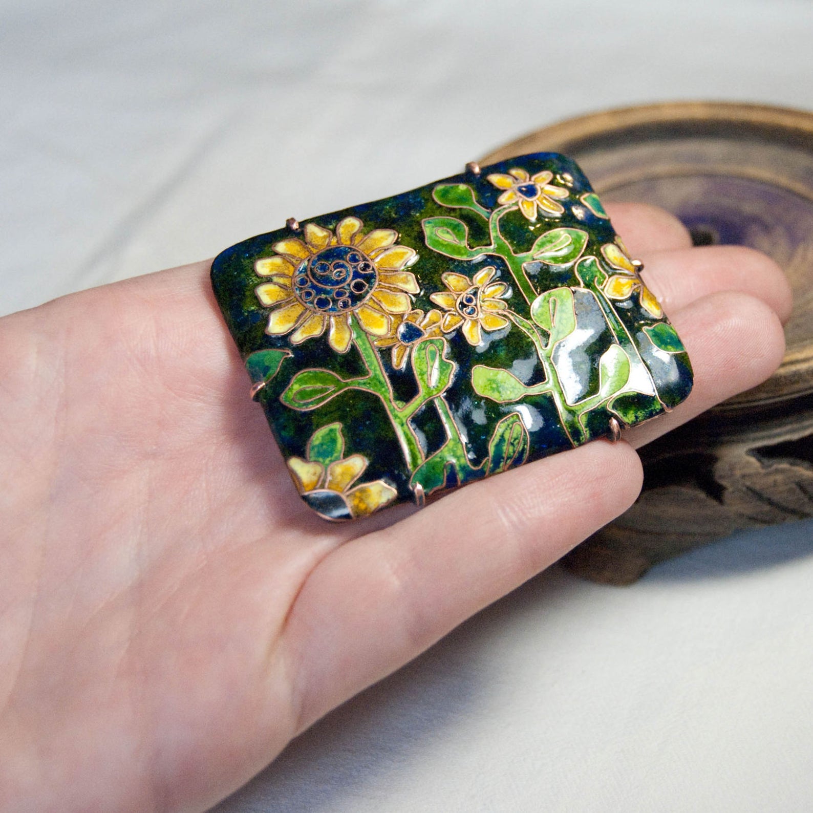 Sunflower jewelry Enamel brooch Sunflowers Yellow Flower Etsy