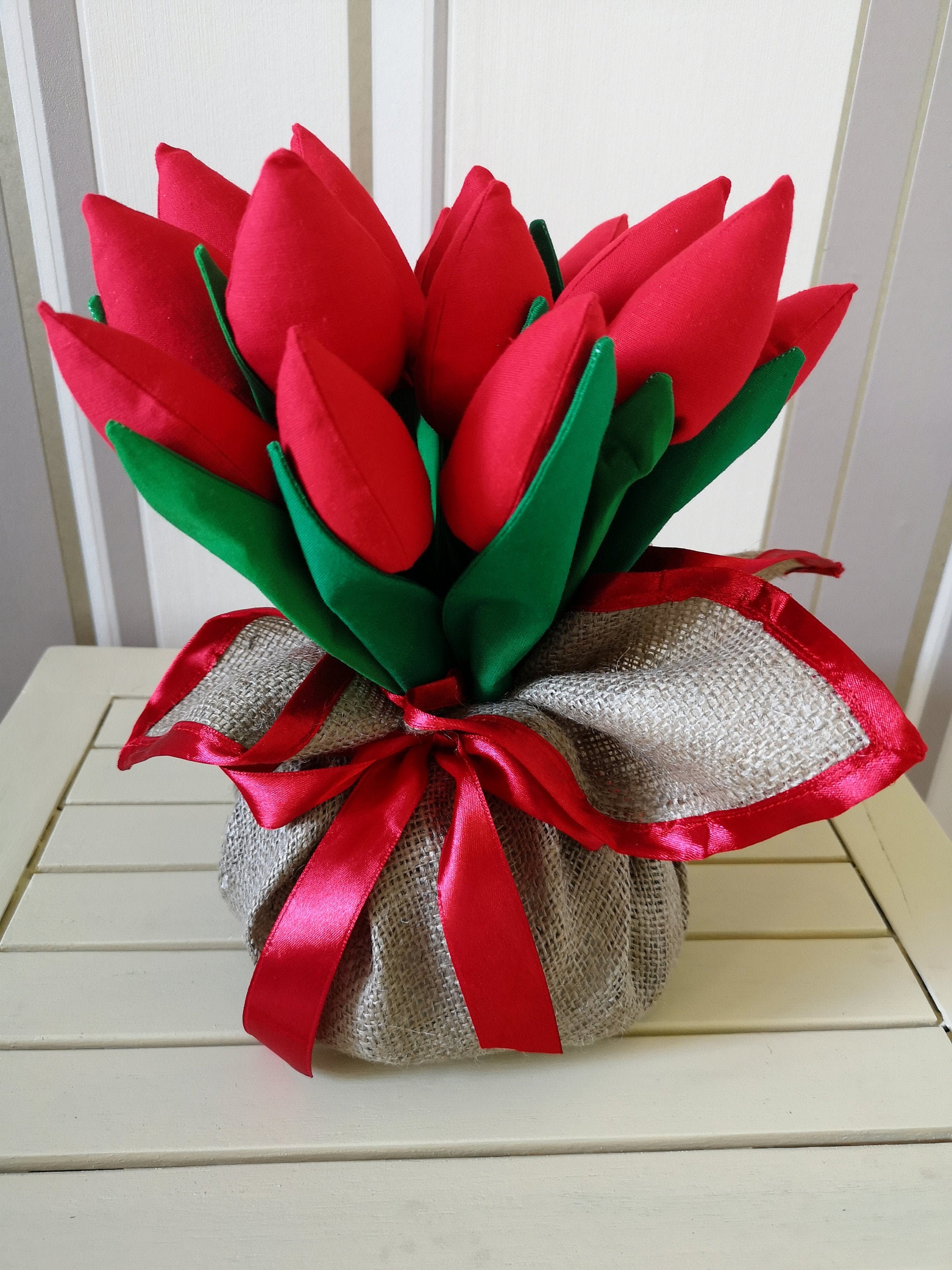 Bouquet of red tulips Birthday Bouquet Handsewn tulips Etsy