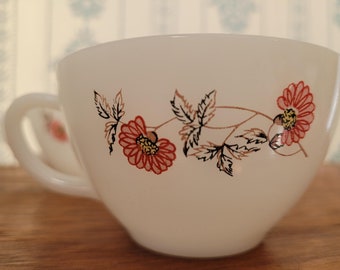 Vintage Fire King Fleurette Milk Glass Teacup