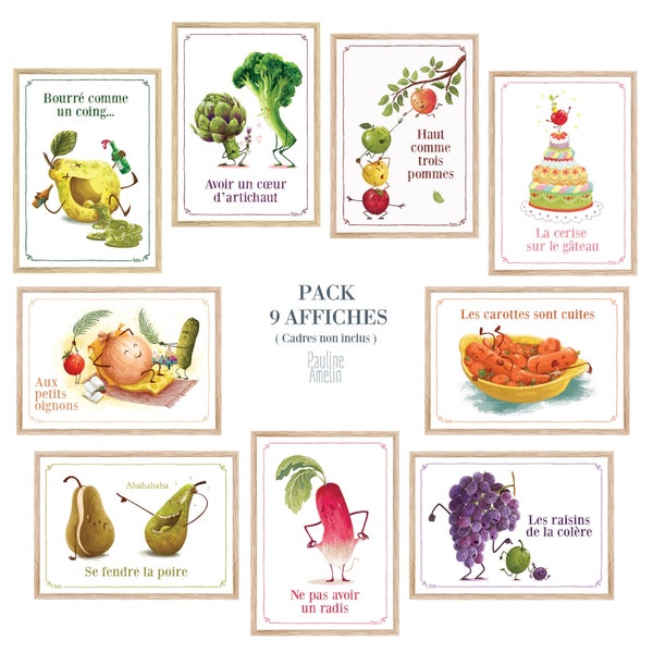 9 Affiches A4  "Expressions fruits et légumes"