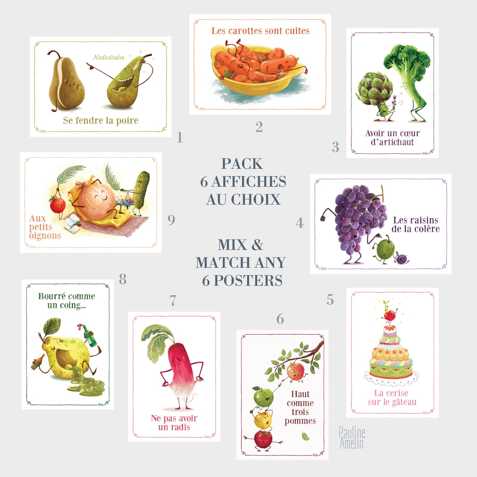 9 Affiches A4 Expressions fruits et légumes Etsy France