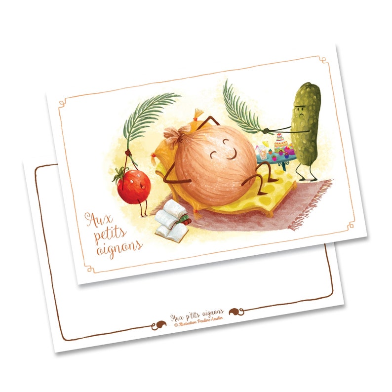 Set of 6 postcards Vegetable expressions 1 CARTE OIGNON