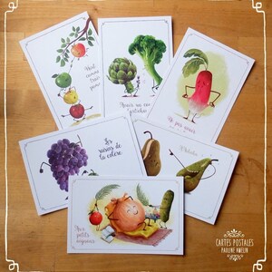 Set of 6 postcards Vegetable expressions LOT MIX 6 CARTES