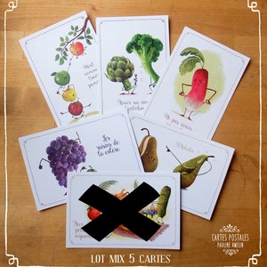 Set of 6 postcards Vegetable expressions LOT MIX 5 CARTES