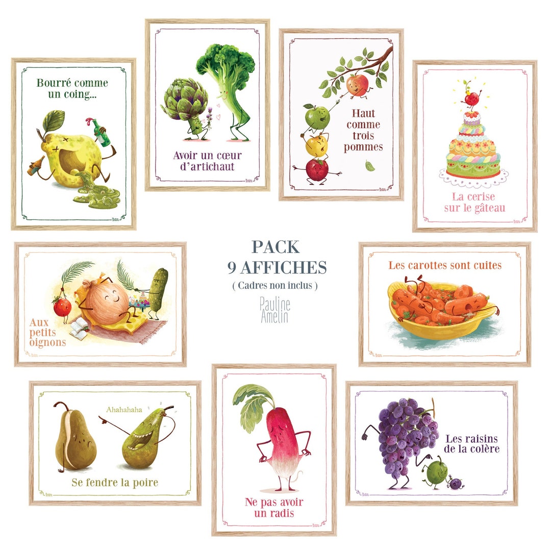 9 Affiches A4 Expressions fruits et légumes Etsy France