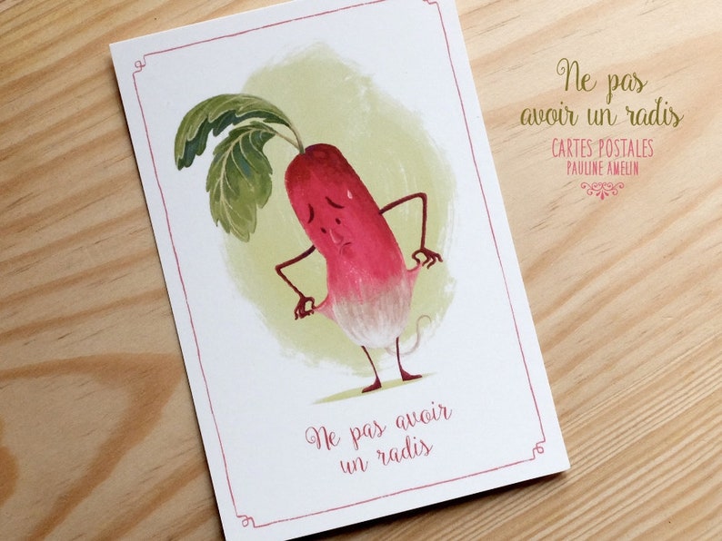 Set of 6 postcards Vegetable expressions 1 CARTE RADIS