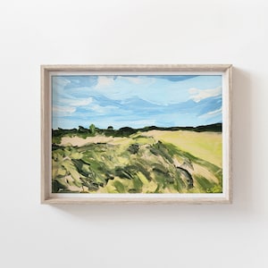 Impression d’art de paysage de nature, impression de carte postale Green Fields, impression d’art de paysage, peinture acrylique, art de paysage acrylique, art vert et bleu