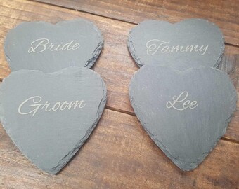 Personalized Slate Coasters, Laser Engraved Text & Image