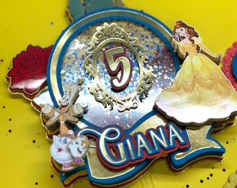 Belle Cake Topper Princess Inspired Cake Topper Beauty and the Beast Belle Birthday Decorations Belle Party Decor Belle Inspired