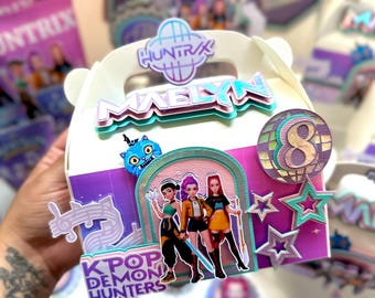 Kpop Demon Hunters Gable Favor Boxes, Personalized Party Decor Kpop Favor Boxes Kpop Birthday Party