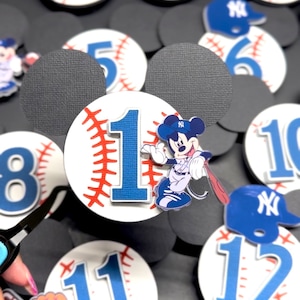Banner de hitos de Mickey de los Yankees Cumpleaños de Mickey de los Yankees Decoración de fiesta de béisbol de Mickey inspirada en los Dodgers de los Yankees Cumpleaños de los Dodgers