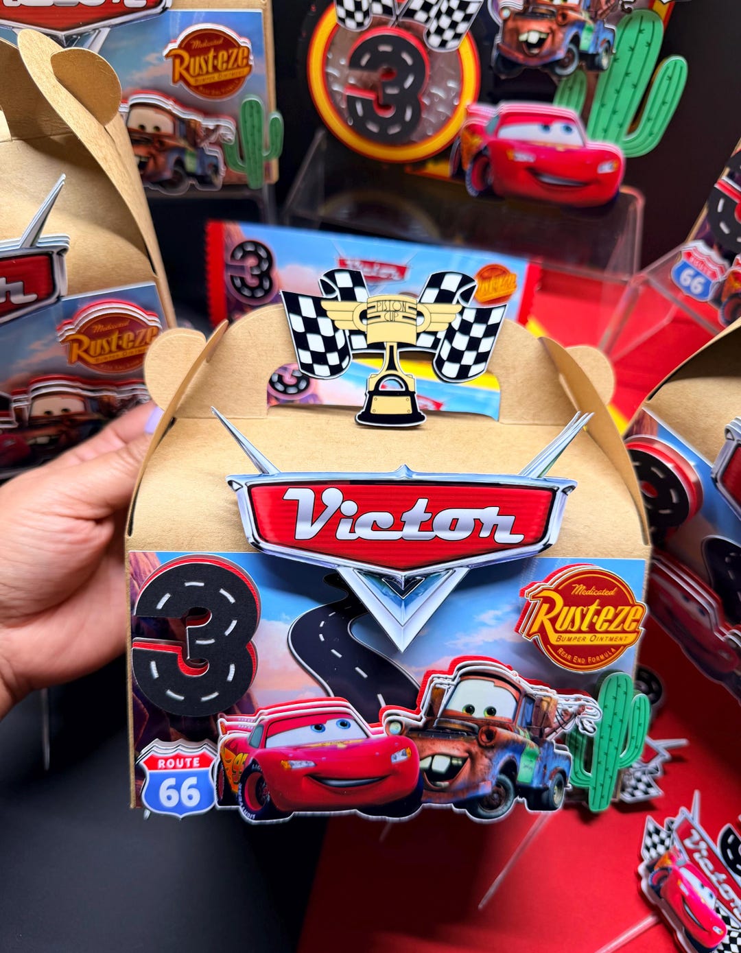 CARS Gable Boxes Cars Favor Boxes Cars Birthday Theme Lightning Mcqueen ...