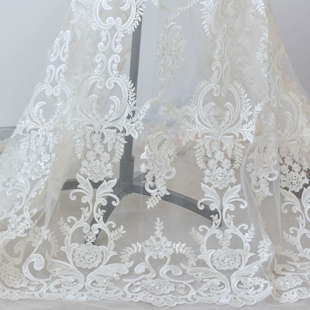Alencon Guipure Sequin Lace Fabric White Ivory Wedding Dress - Etsy