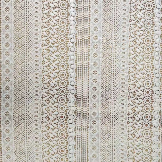 White Guipure Mesh Lace Fabric, Boho Cotton Rayon Lace, Bridal