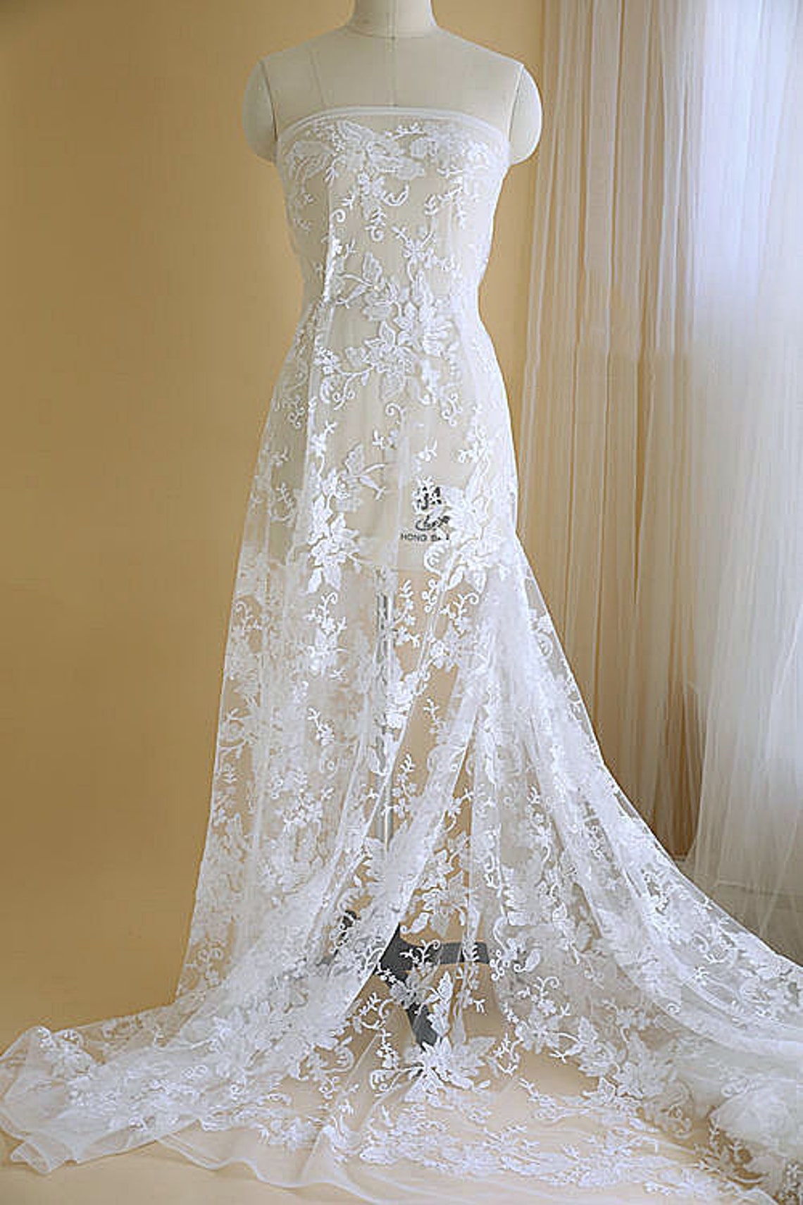 Ivory Sequinned Guipure Lace Zariah