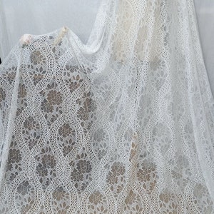 Boho Bohemian White Ivory Lace Fabric, Soft Floral French Lace, Bridal ...