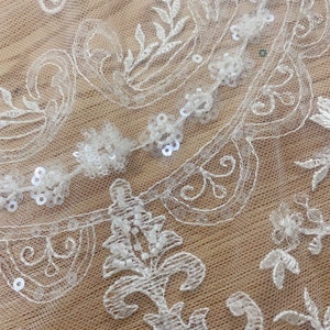 Stunning Bridal Dress Lace Fabric By the yard Beaded