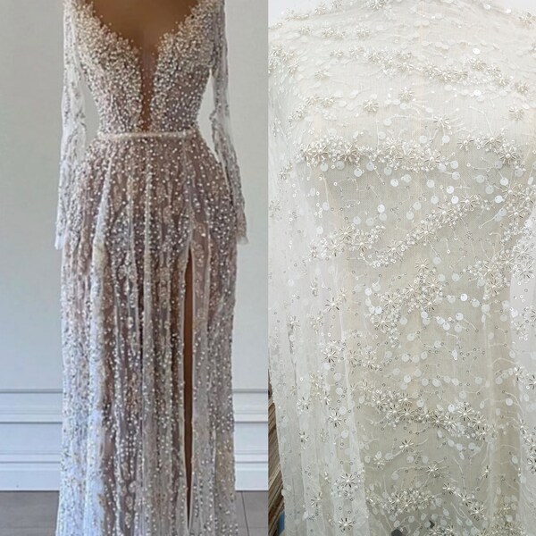 Sheer Beaded Fabric Etsy